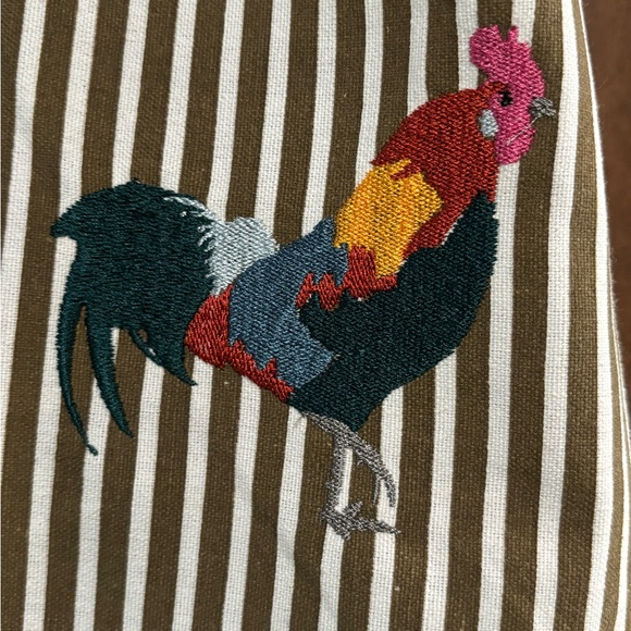 Embroidered Rooster Stripe Apron Custom Made - Picture 3 of 3